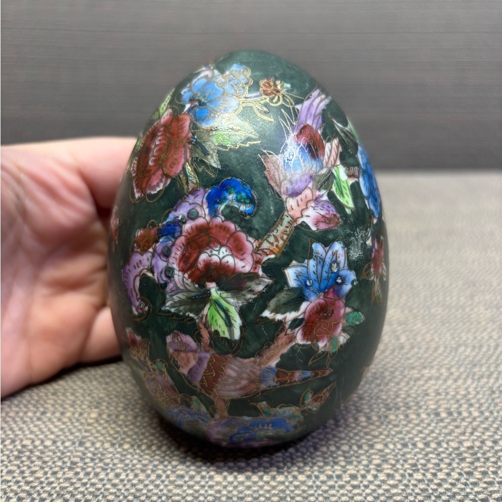 Vintage Chinese Green Porcelain Paperweight Modeled as an Egg